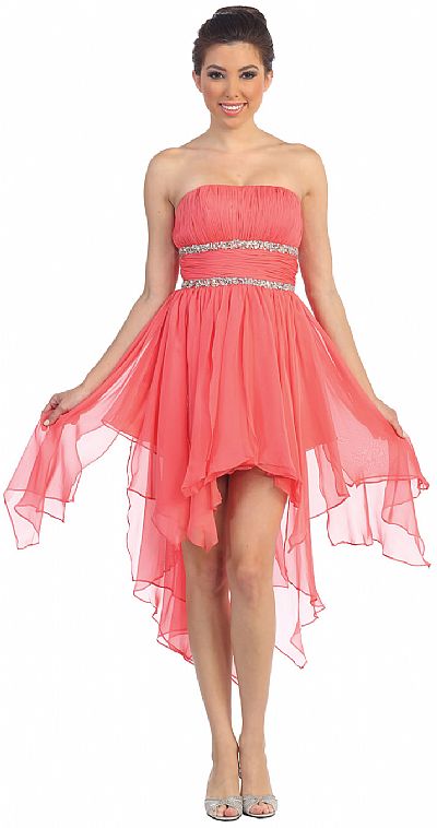 Elegant High-Low Prom Dress with Asymmetrical Hem p8335