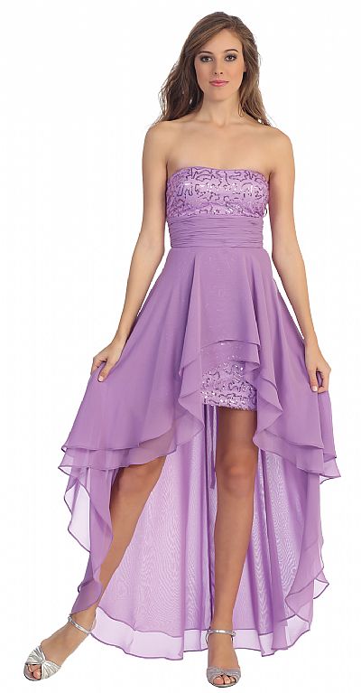 Elegant High-Low Prom Dress with Asymmetrical Hem p8402