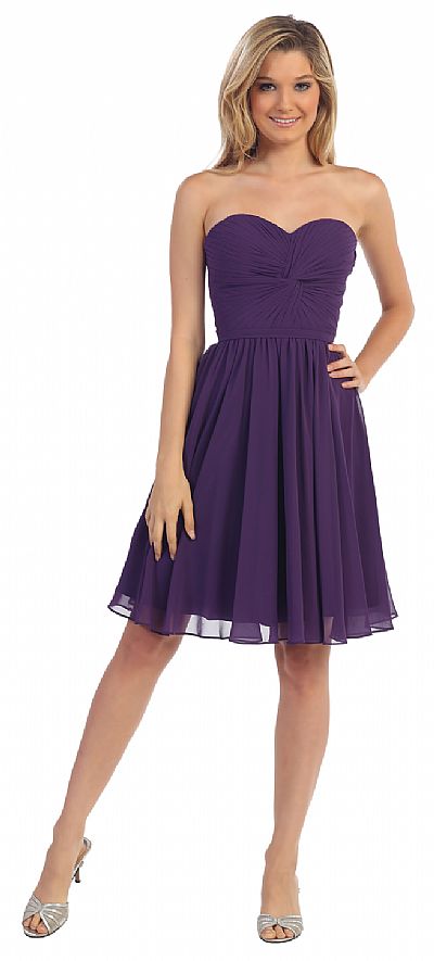 Strapless Pleated Knot Bust Short Bridesmaid Party Dress p8951