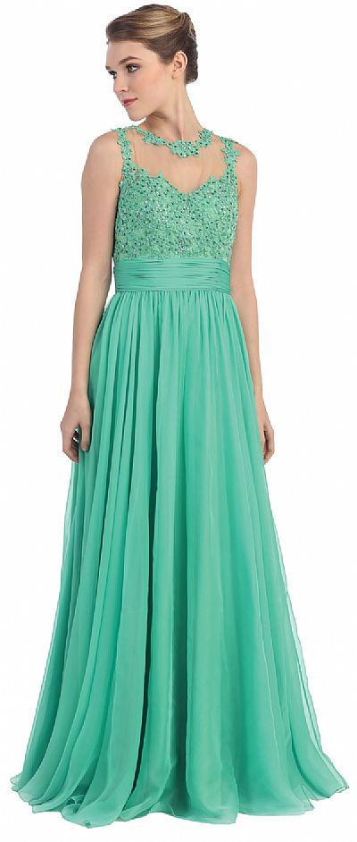 Floral Lace Bust Full Length Formal Prom Dress pc3285