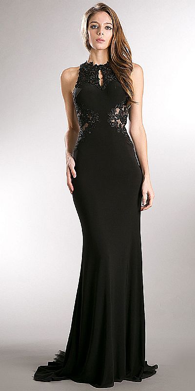 Beaded Lace & Mesh Bodice Long Prom Pageant Dress a359