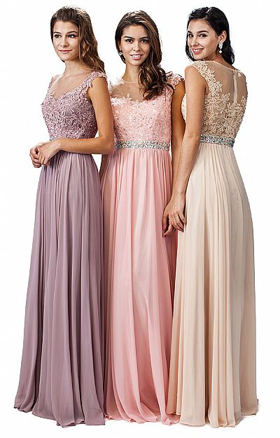 Embroidered Lace Sheer Top Long Formal Prom Dress p9400